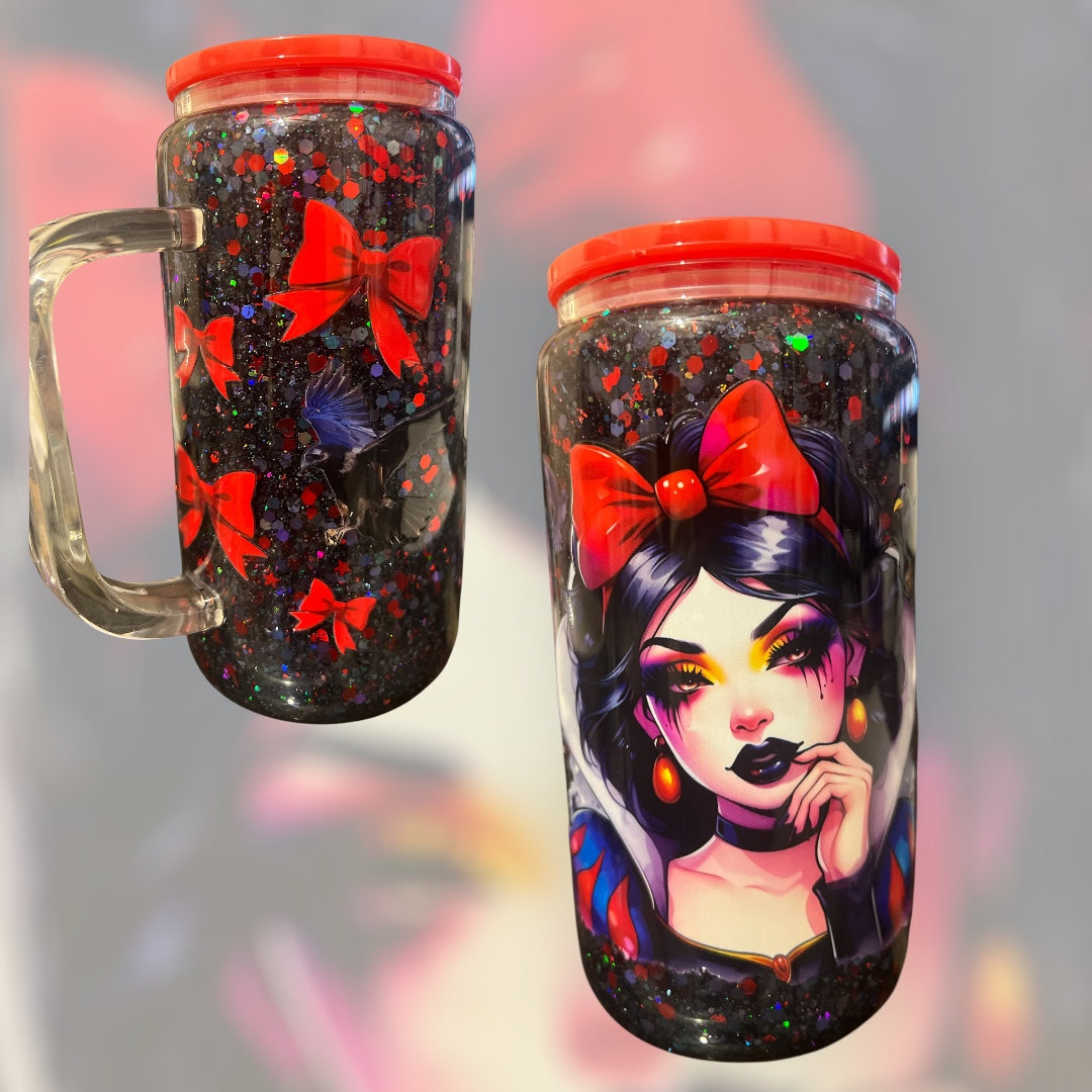 Snow White Glitter 16oz Cup