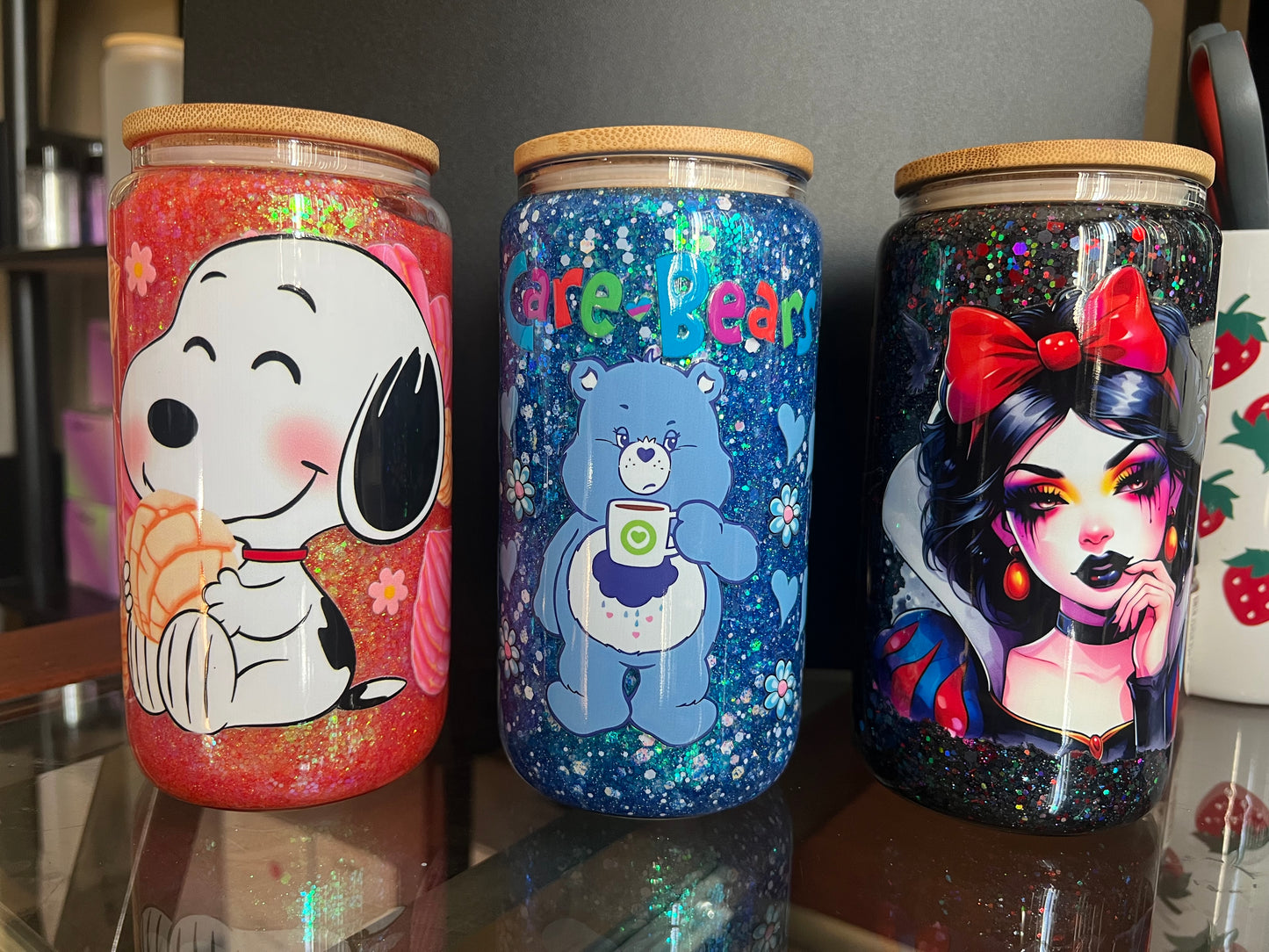 16oz Glitter Cup with handle bundle