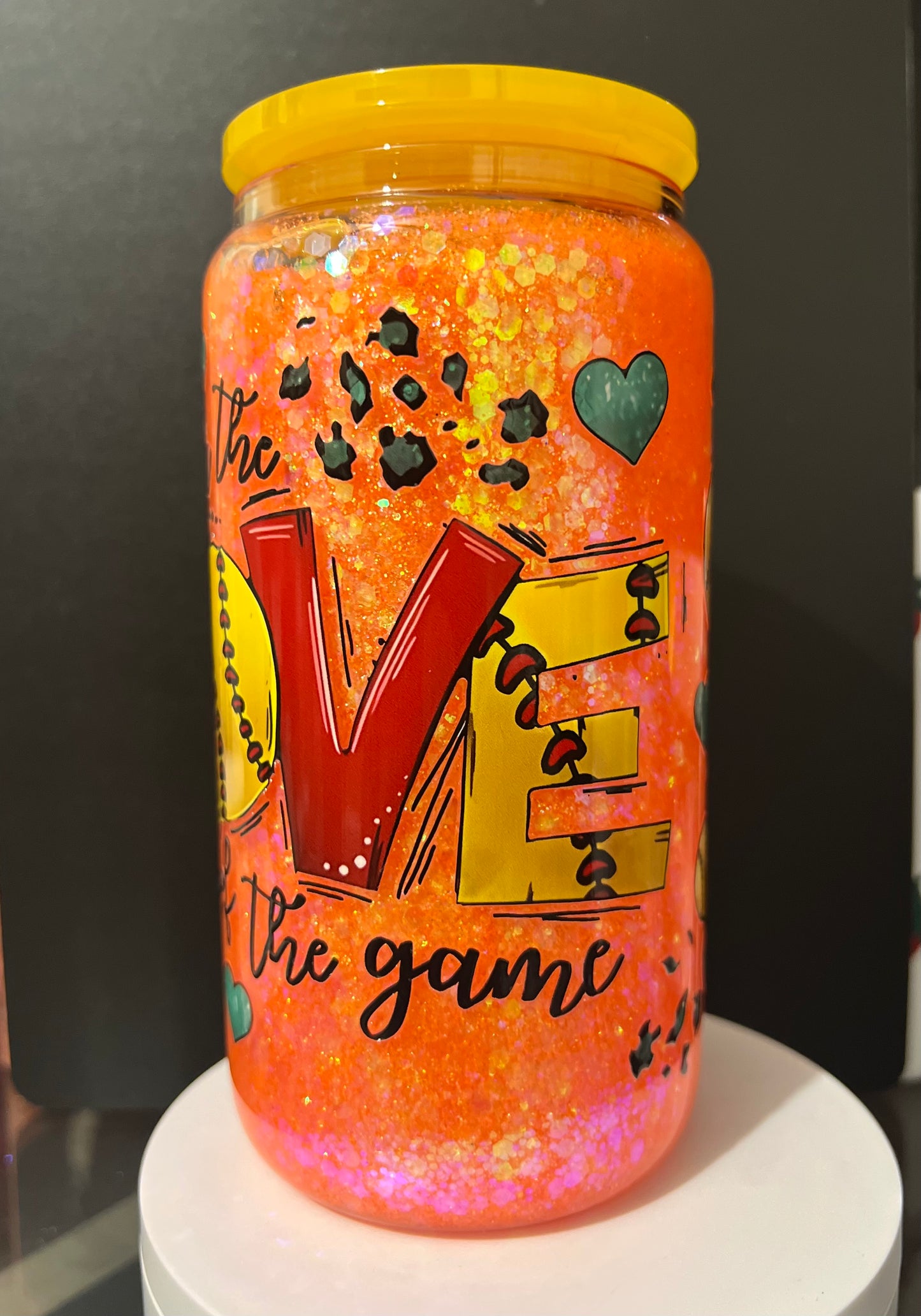 Love Softball lovers Glitter Cup