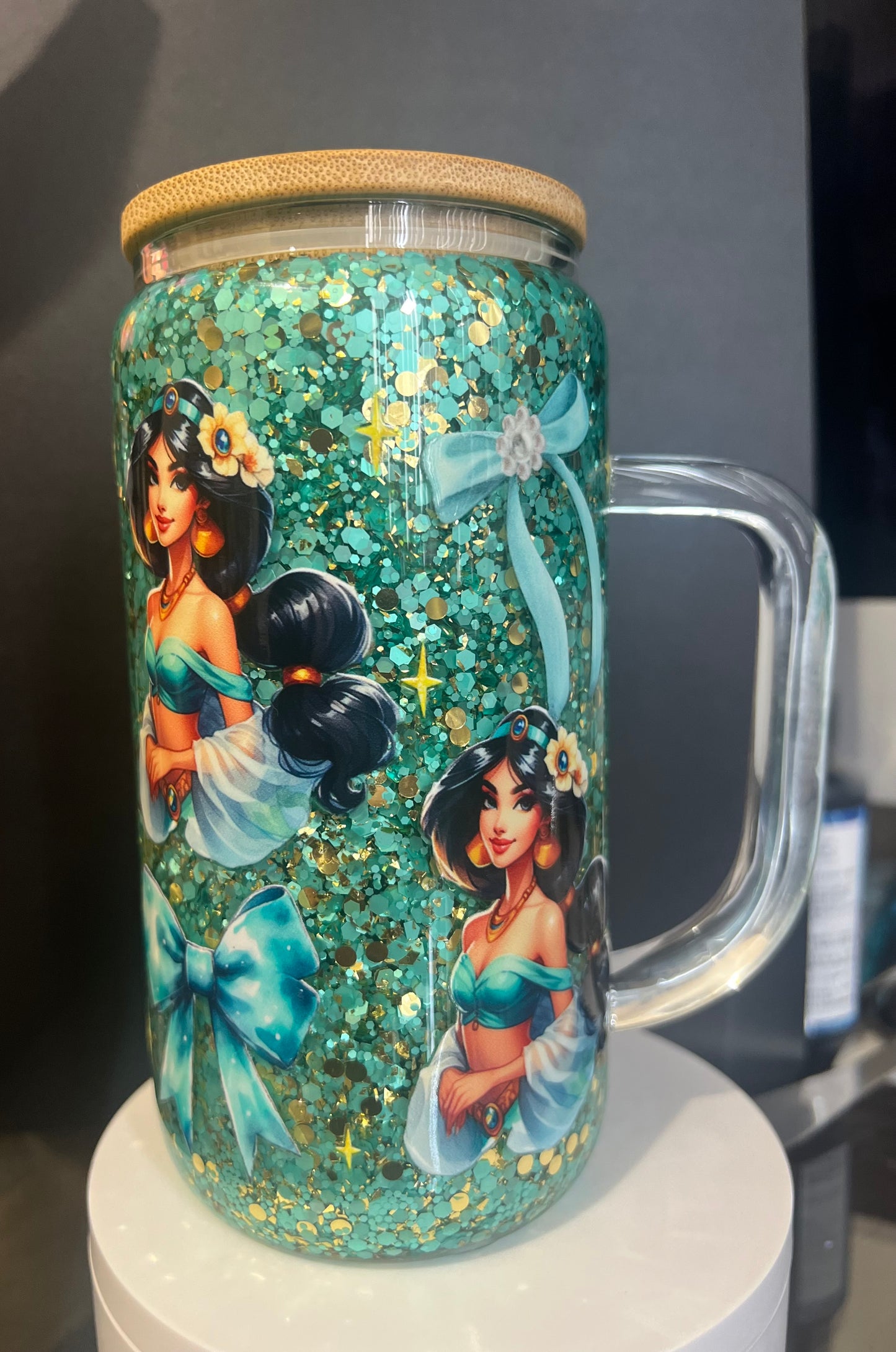 Jasmine Glitter Glass Cup