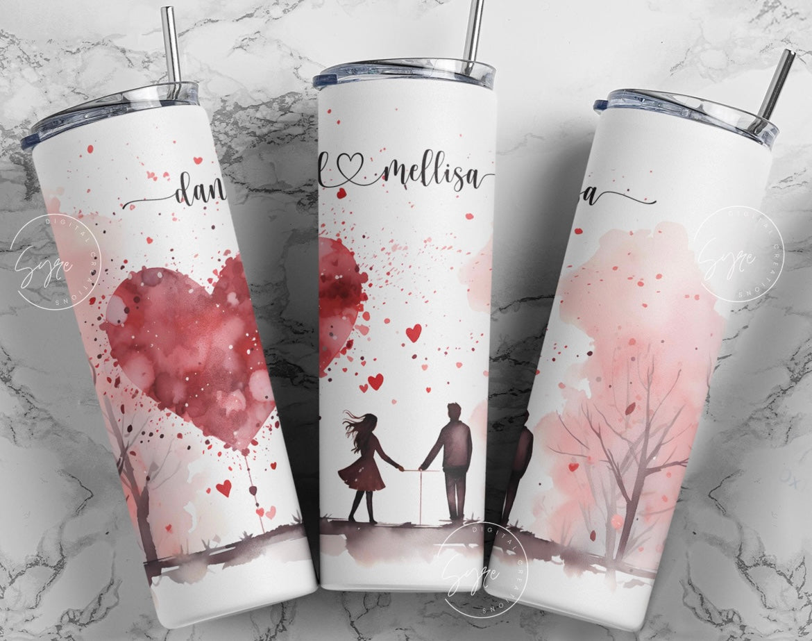 Personlized Heart Couple 20oz Tumbler