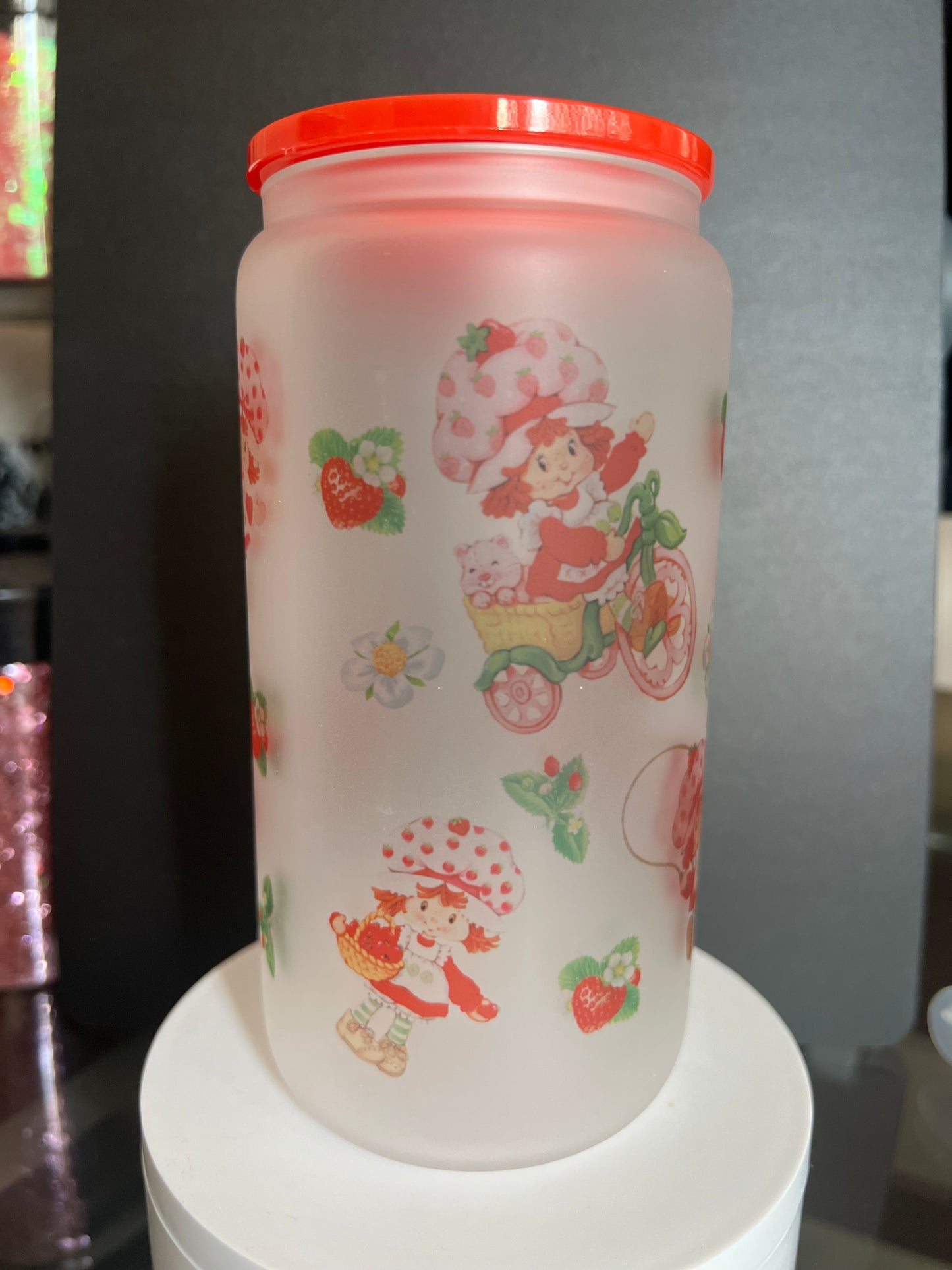 Strawberry Shortcake 16oz Glass Cup
