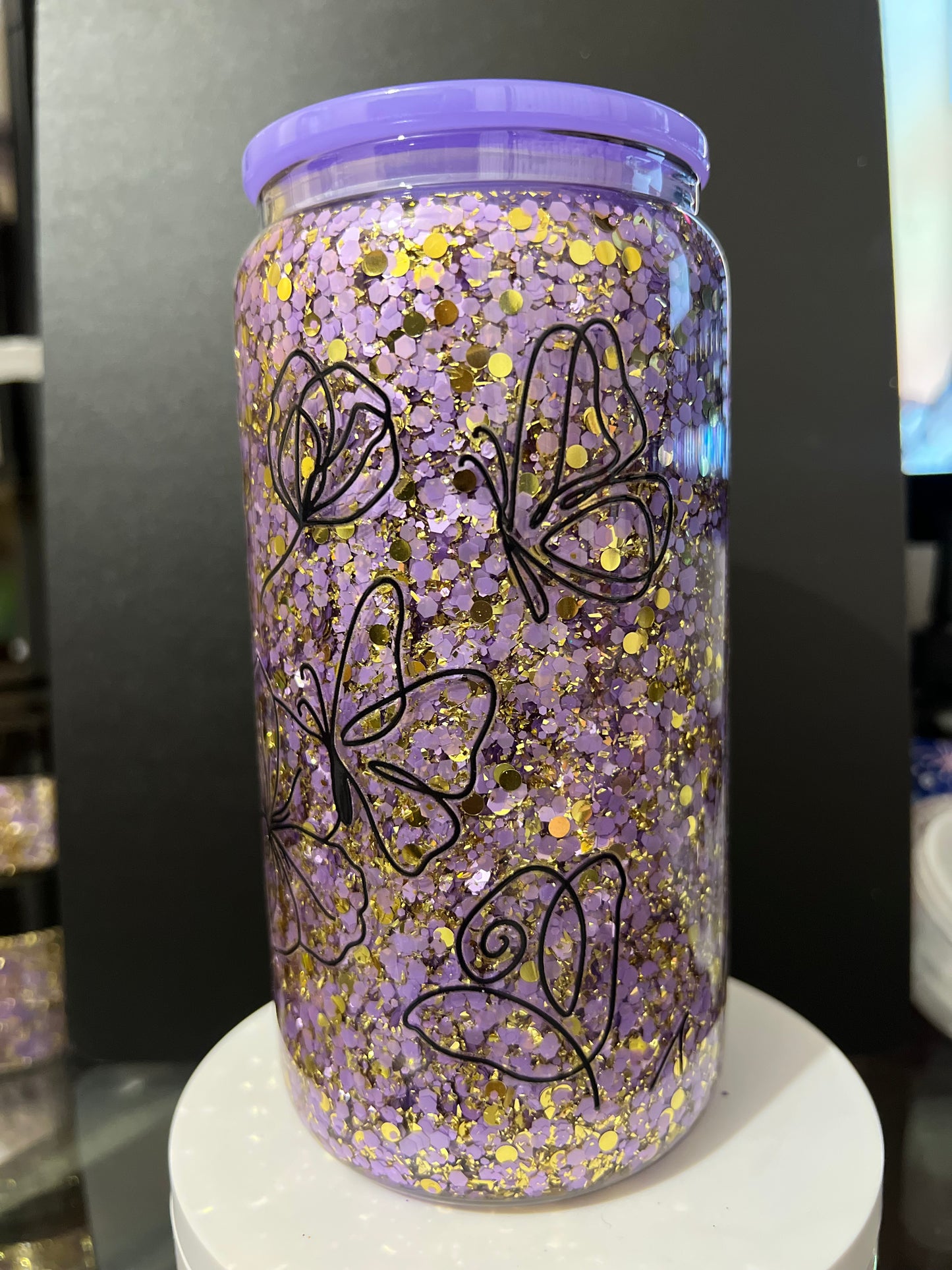 Purple Mama Glitter 16oz Cup