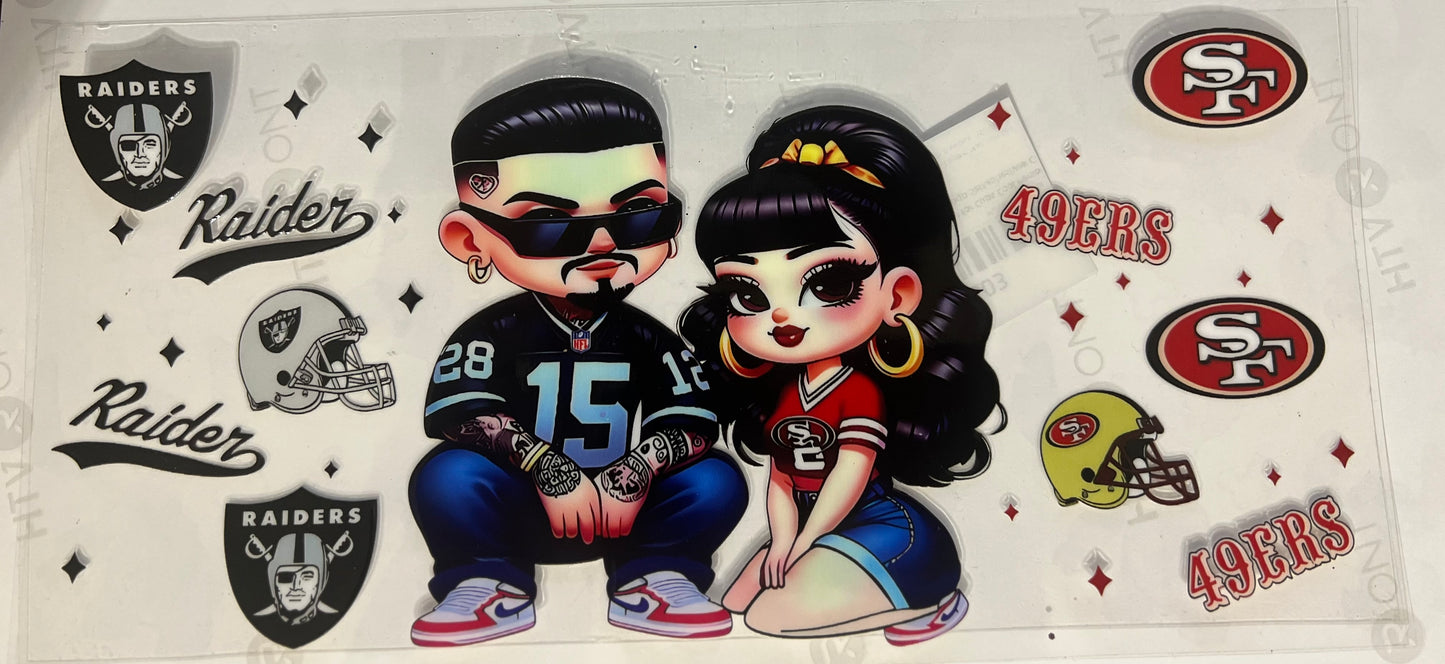 Raiders/49ers Couple decal
