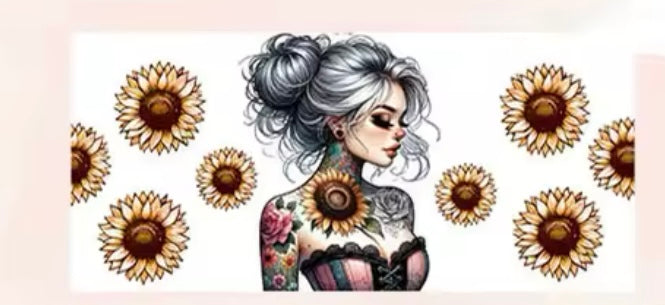 Girl & Flower Decal