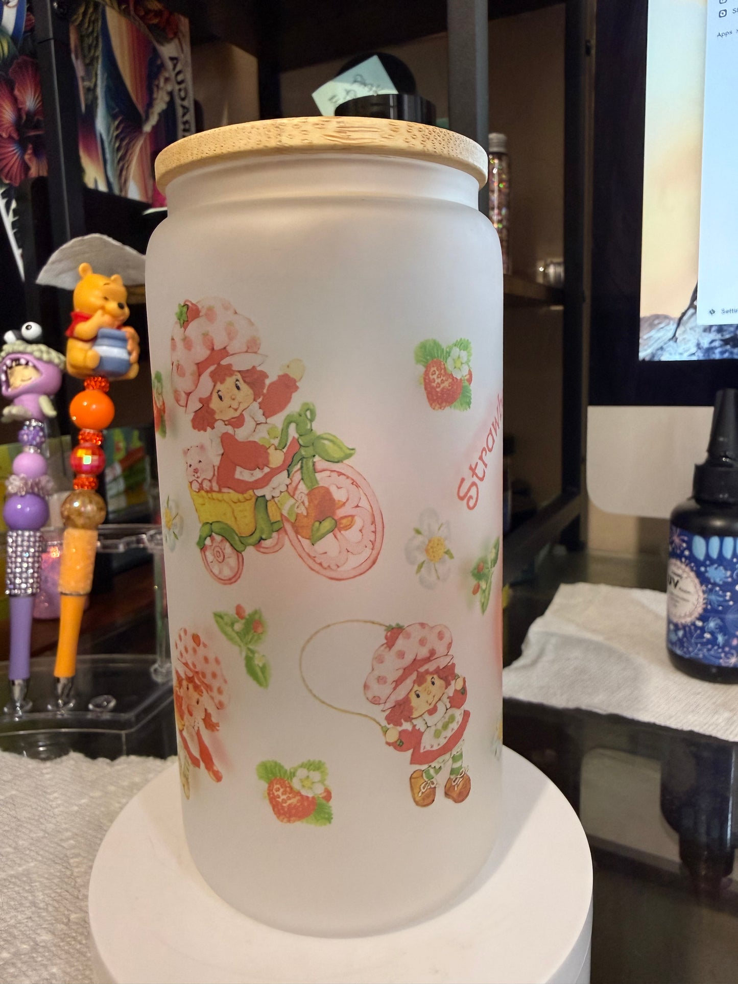 Strawberry Shortcake 16oz Glass Cup
