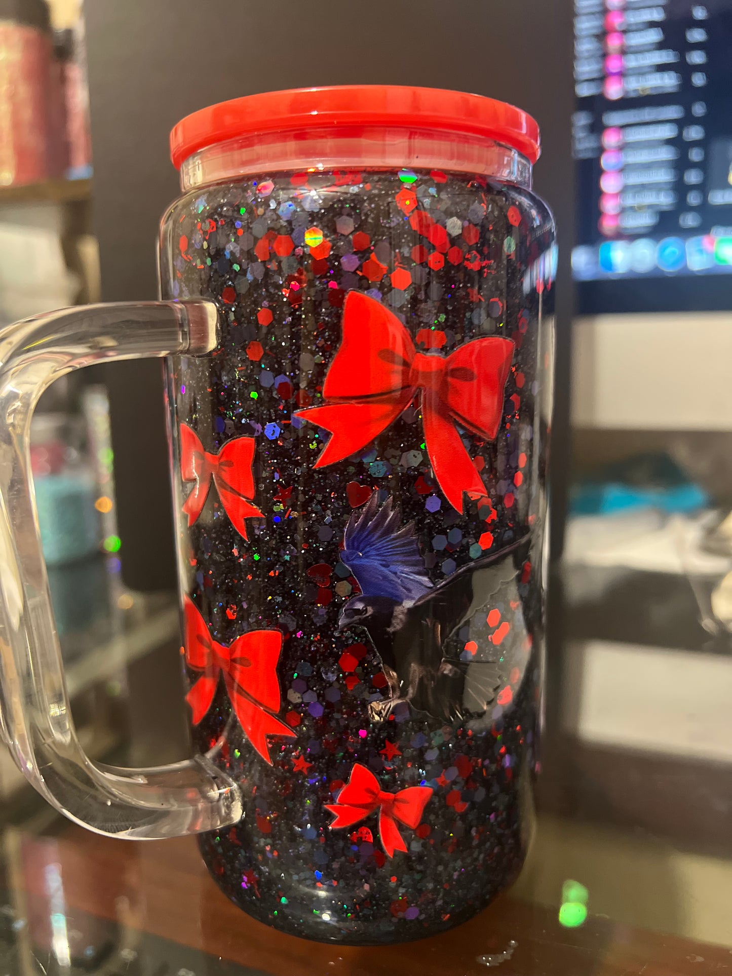 Snow White Glitter 16oz Cup