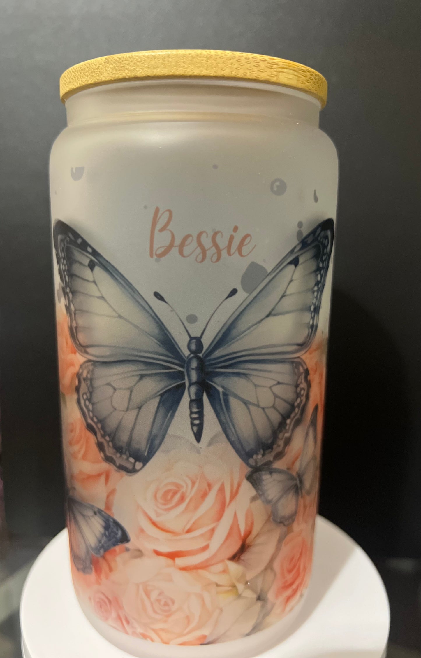 Butterfly 16oz Glass Cup
