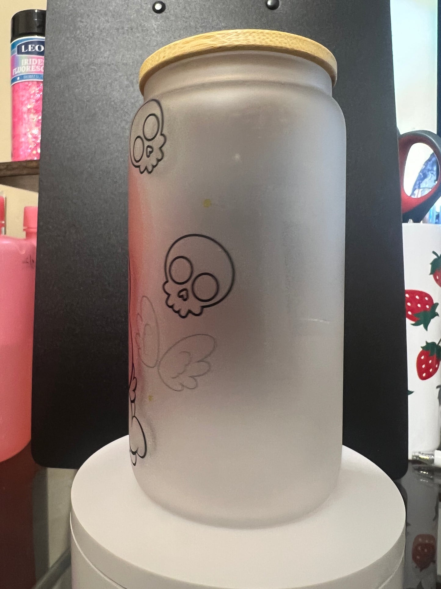 Cute Kuromi Frosted 16oz Glass Cup