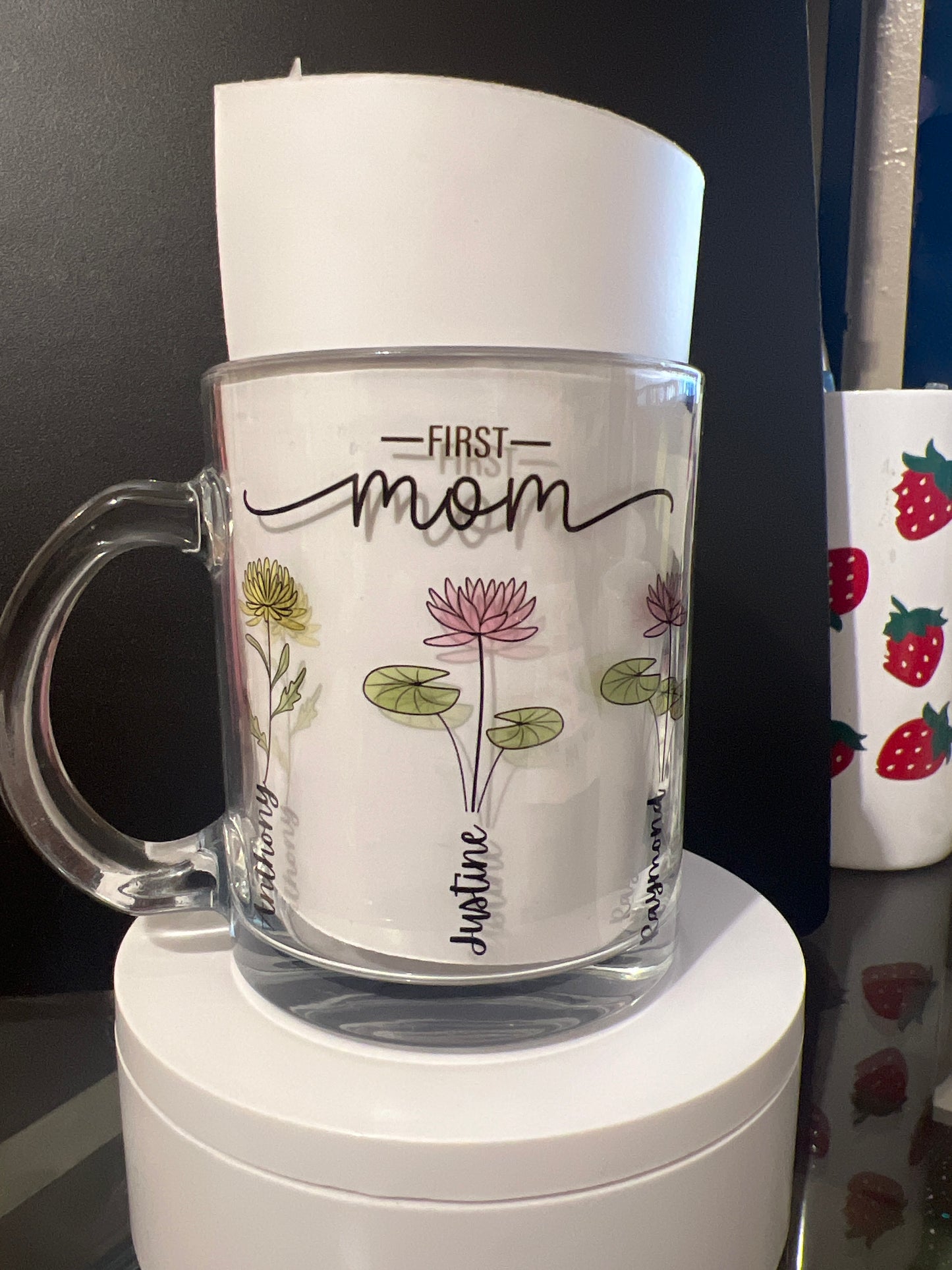 First Mom, Now Grandma Glass Cup