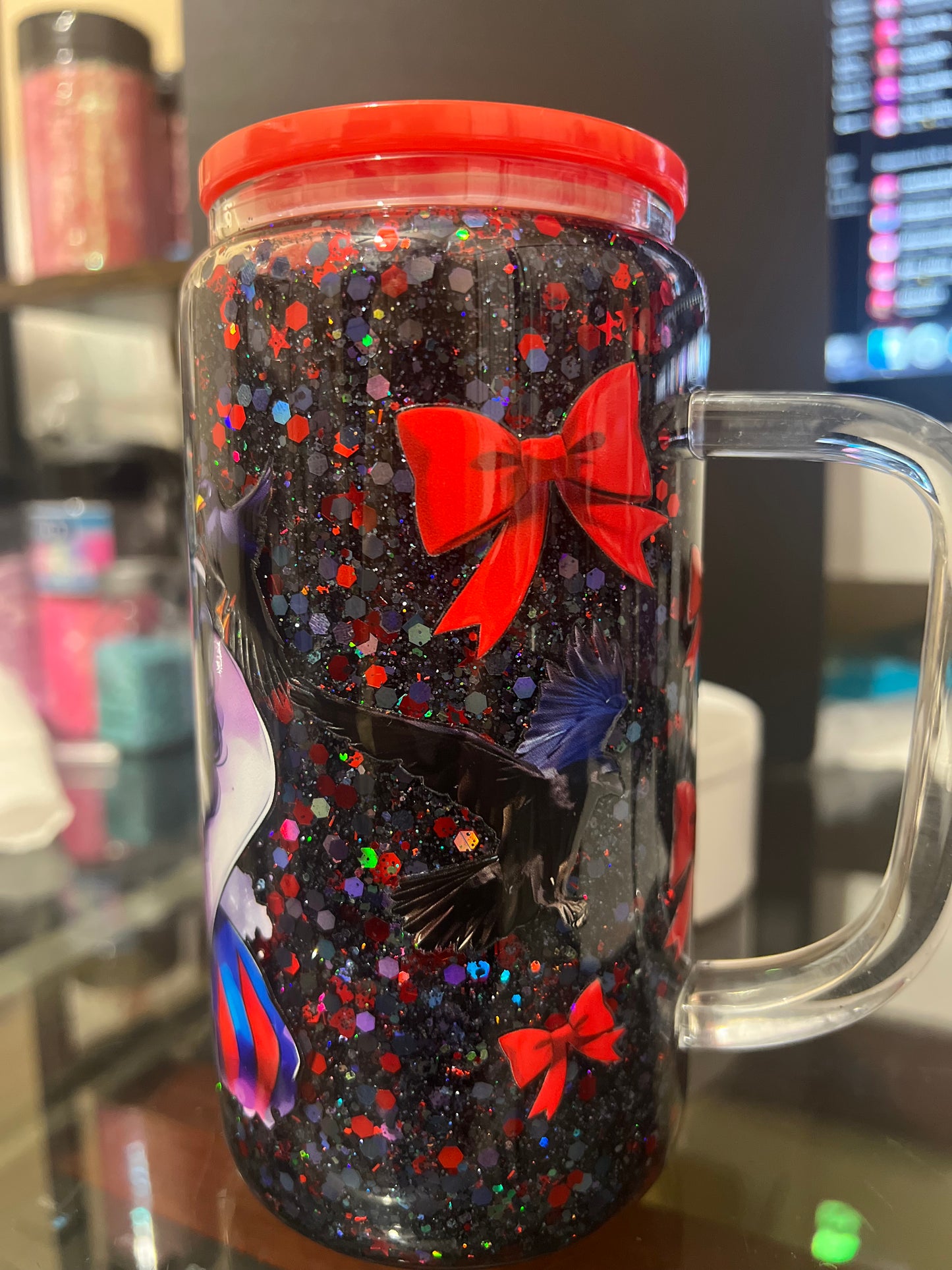 Snow White Glitter 16oz Cup