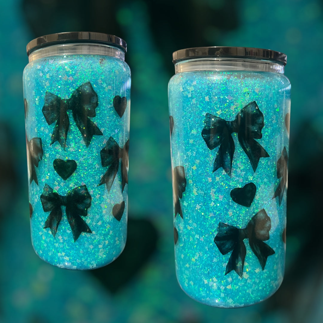 Black Bow 16oz Glitter Cup