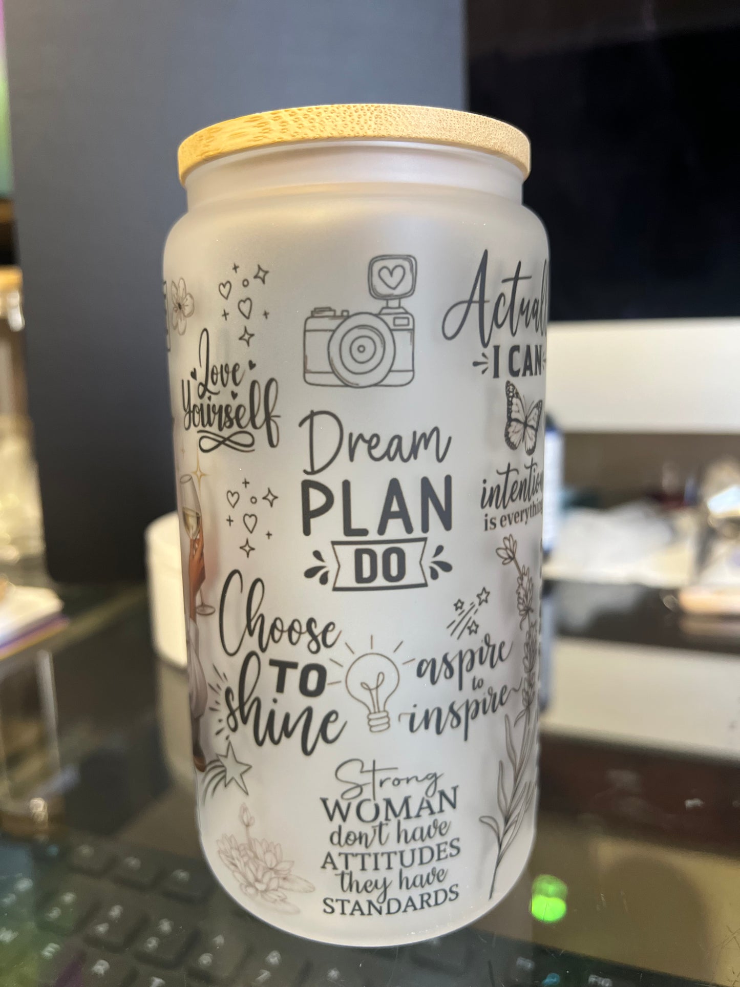 Believe In Yourself 16oz Frosted cup