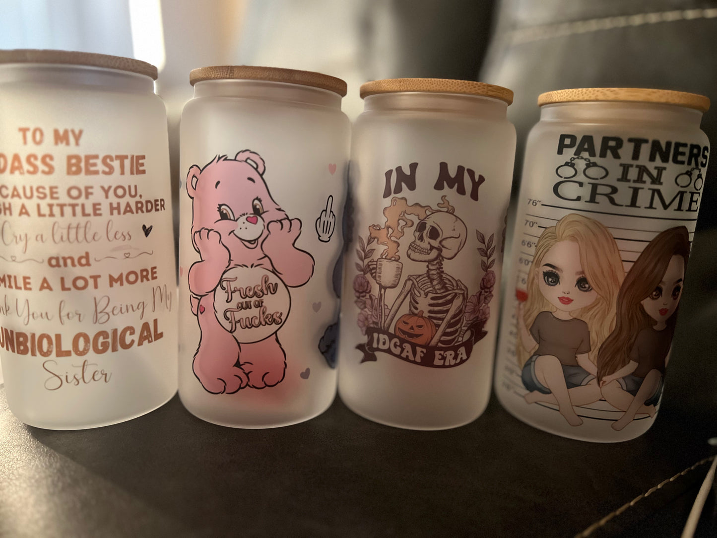 Frosted 16oz Glass Cup bundle-adults