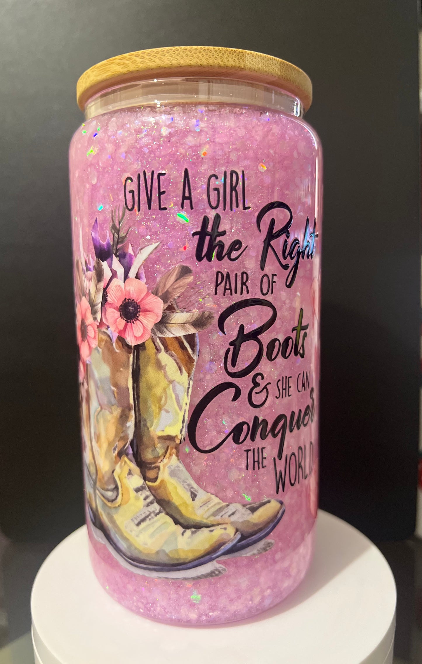 Cowgirl Boots 16oz glitter cup