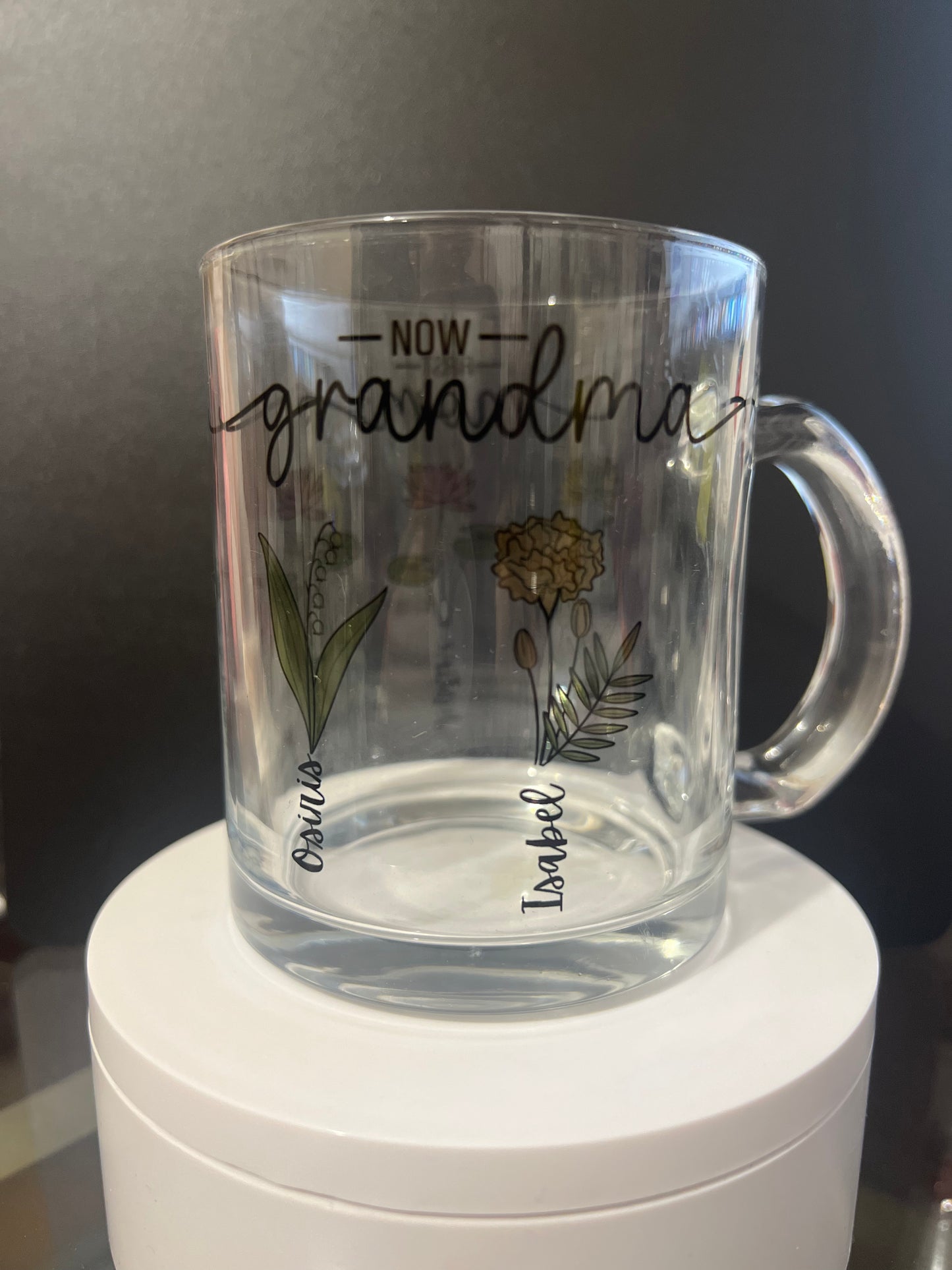 First Mom, Now Grandma Glass Cup