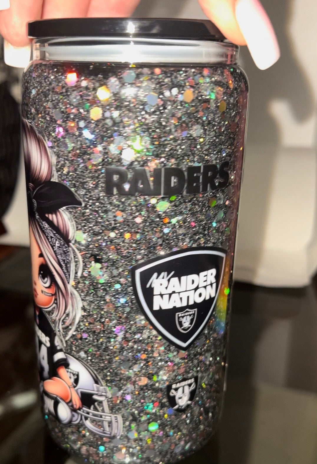 16oz Plastic Glitter Cup-picture just example