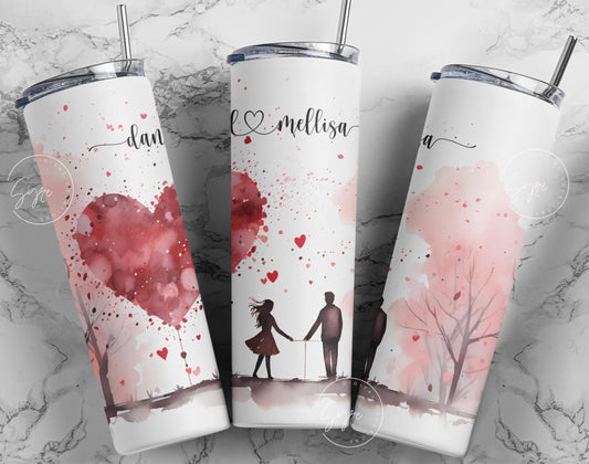 Personlized Heart Couple 20oz Tumbler
