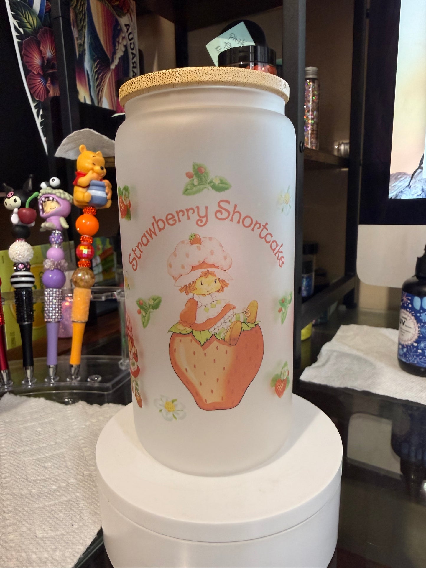 Strawberry Shortcake 16oz Glass Cup