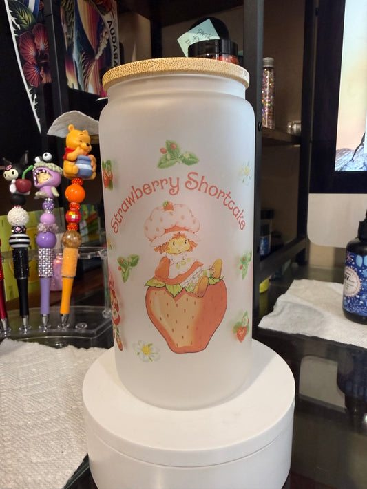 Strawberry Shortcake 16oz Glass Cup