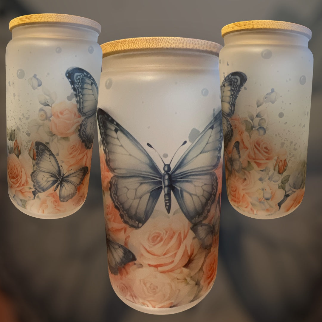 Butterfly 16oz Glass Cup
