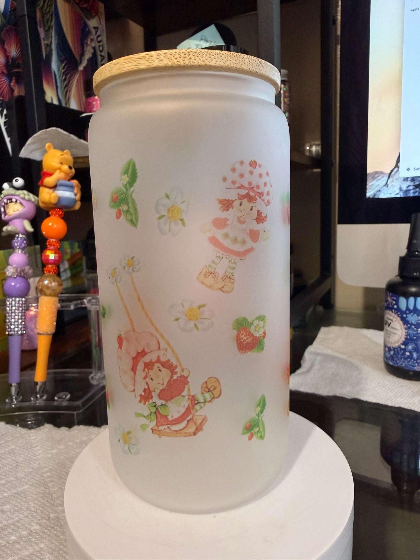 Strawberry Shortcake 16oz Glass Cup