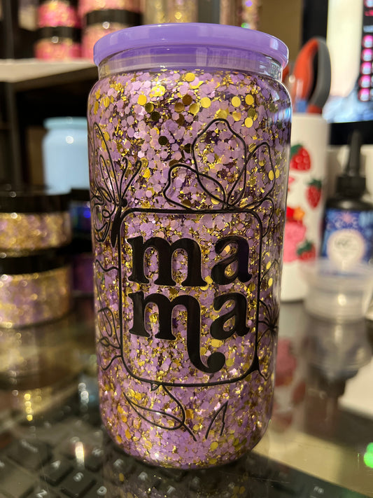 Purple Mama Glitter 16oz Cup