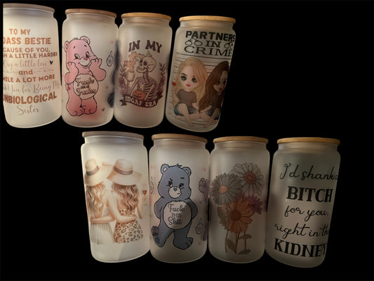 Frosted 16oz Glass Cup bundle-adults