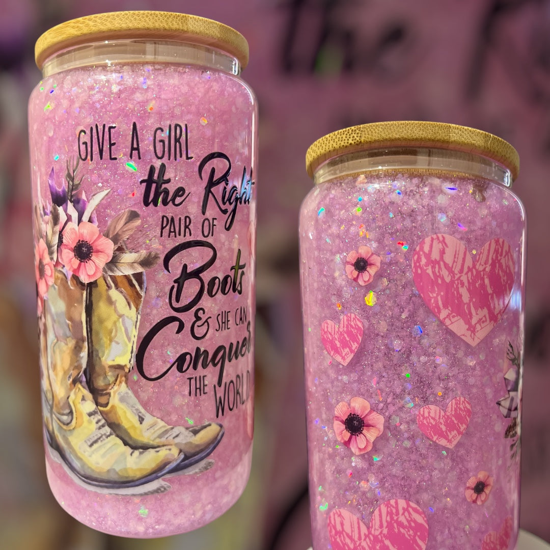 Cowgirl Boots 16oz glitter cup