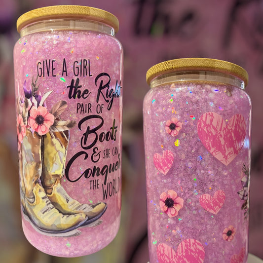 Cowgirl Boots 16oz glitter cup